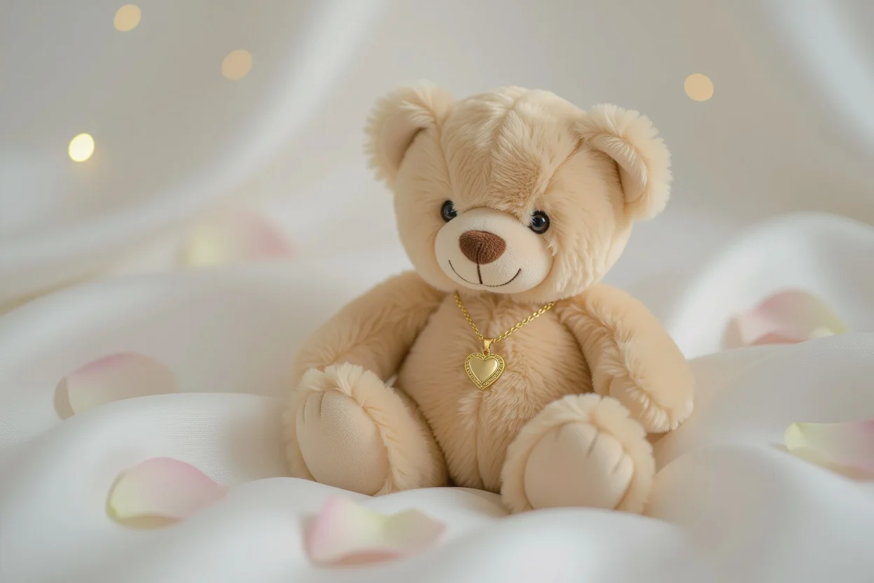 Hidden necklace teddy bear romantic gift with heart pendant for girlfriend