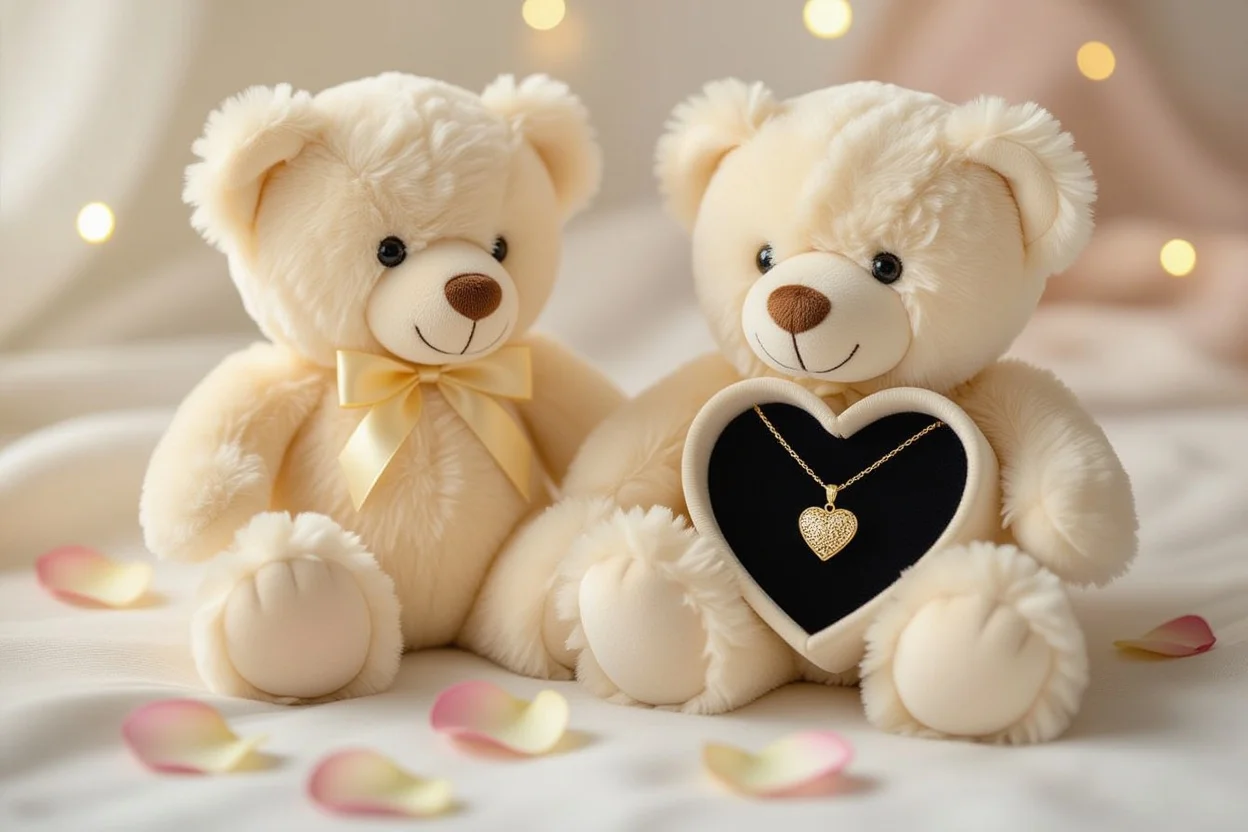 Teddy bear with hidden necklace compartment romantic surprise gift for girlfriend