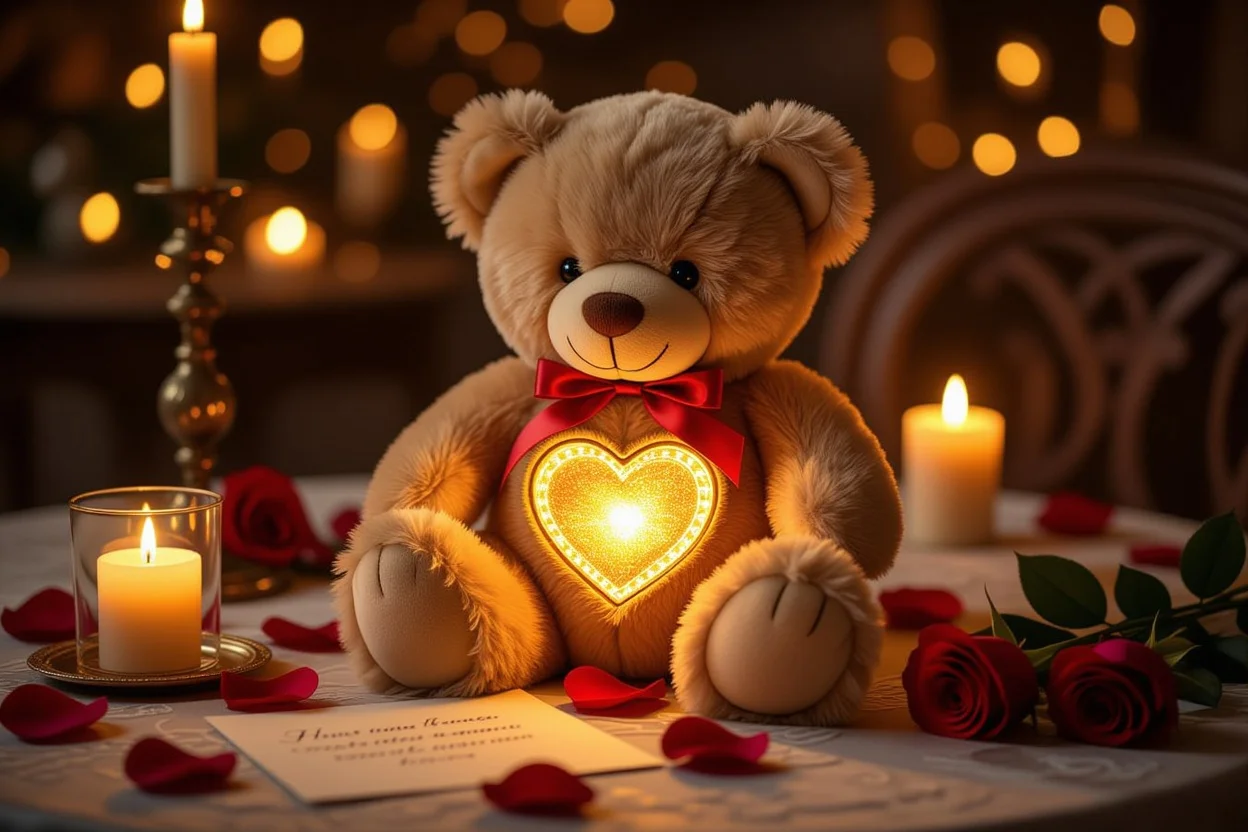 Romantic teddy bear with hidden heart compartment - perfect Valentine's Day gift for girlfriend