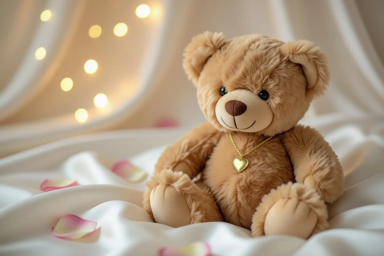 Romantic teddy bear gift with hidden secret necklace surprise for girlfriend