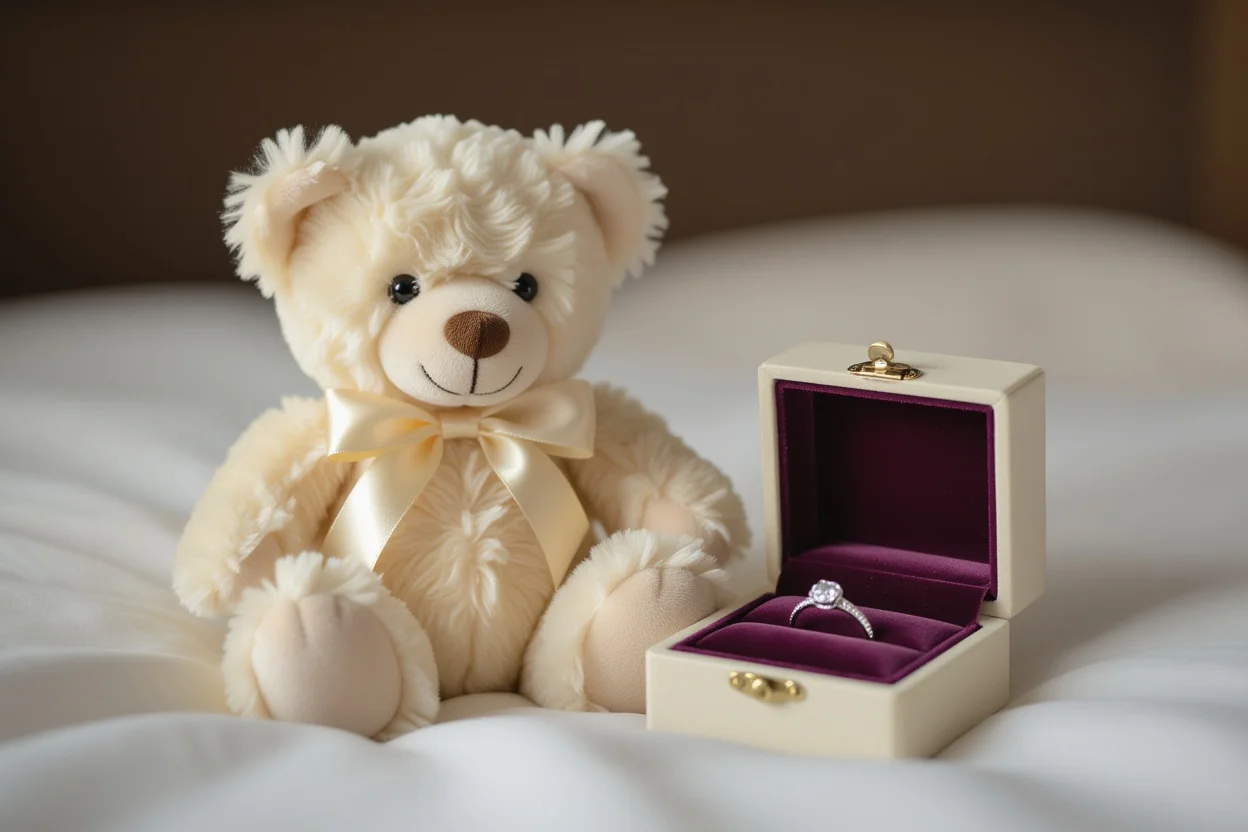 Teddy bear with hidden ring compartment romantic surprise gift
