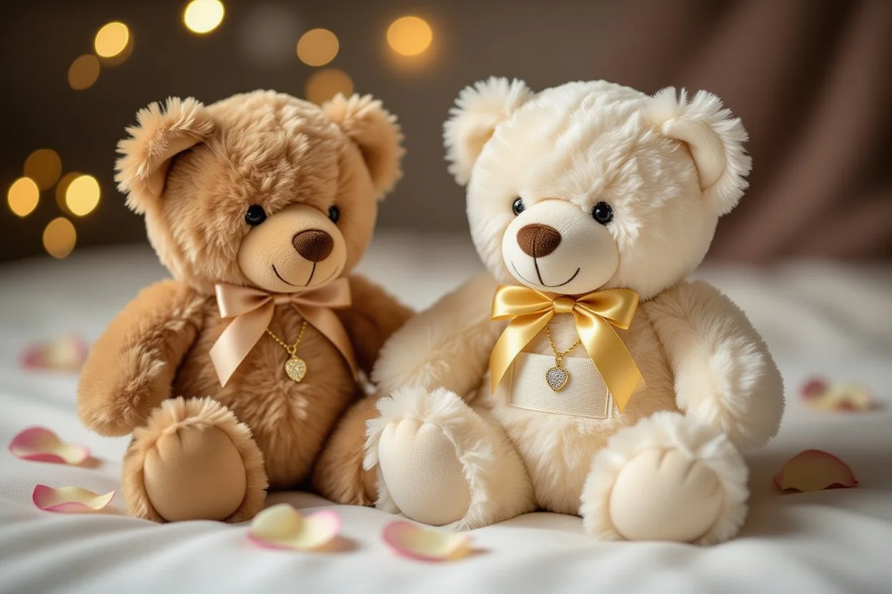 Romantic teddy bear with hidden necklace compartment - perfect surprise gift for girlfriend or wife