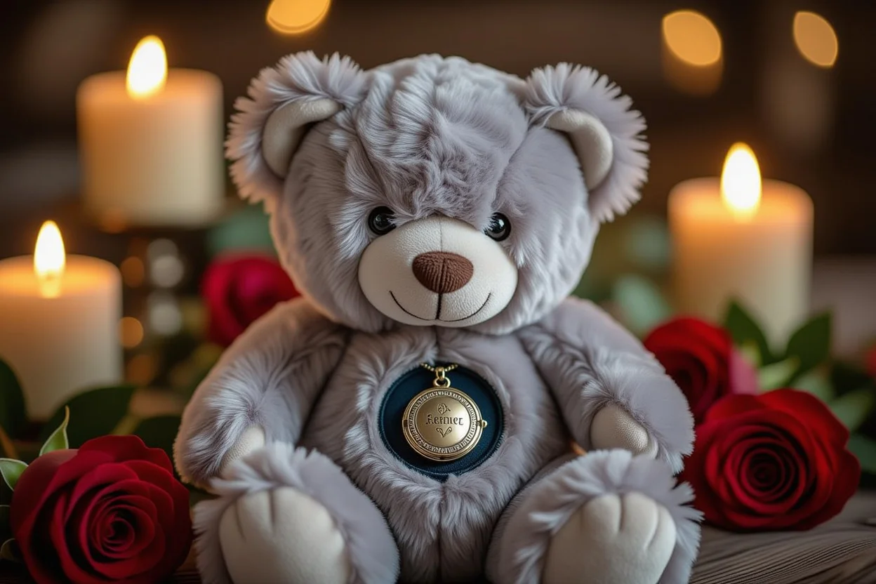 Premium teddy bear with hidden magnetic compartment containing vintage locket for romantic gift giving