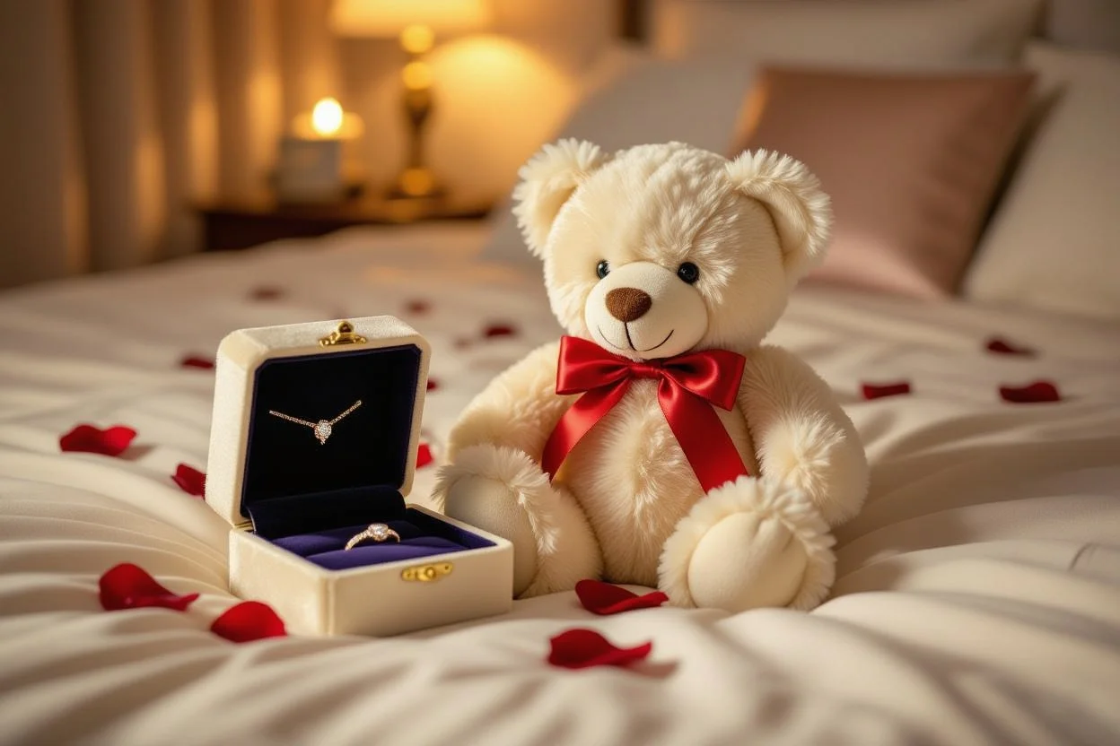 Romantic teddy bear with hidden jewelry compartment surprise gift for her
