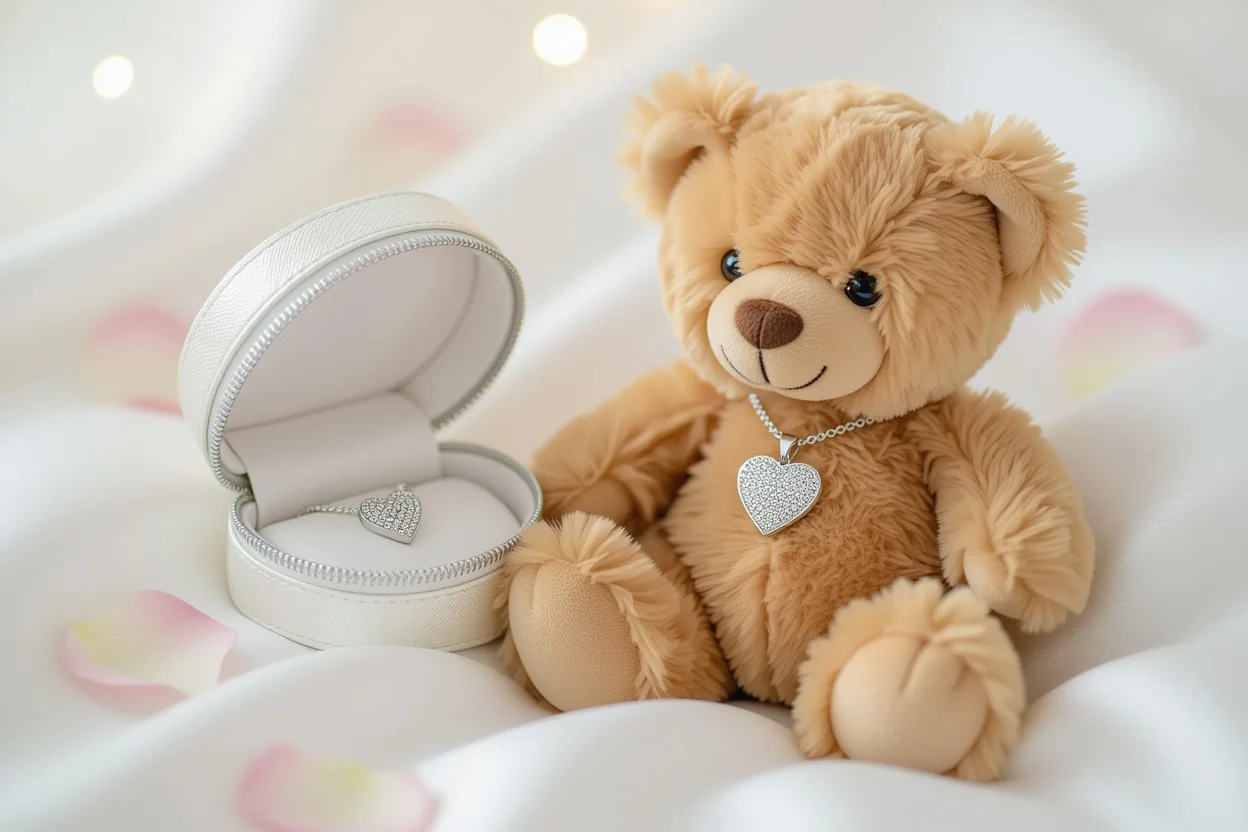 Teddy bear with hidden necklace compartment romantic surprise gift