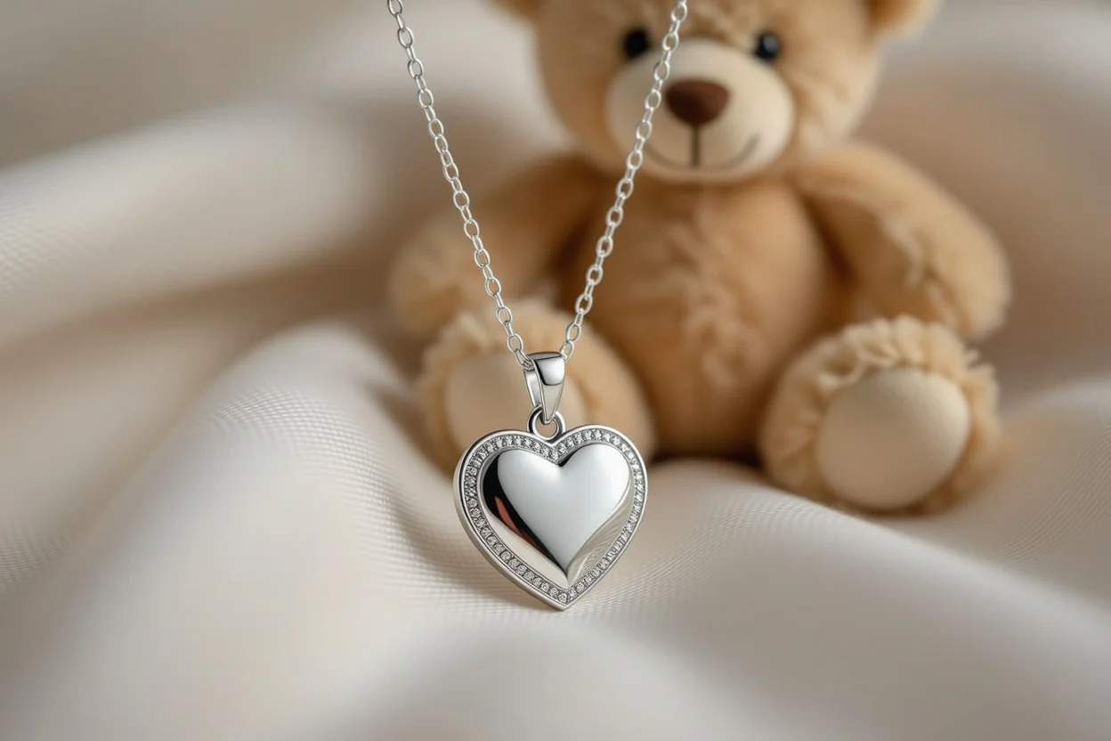 Silver heart necklace close-up romantic jewelry gift detail