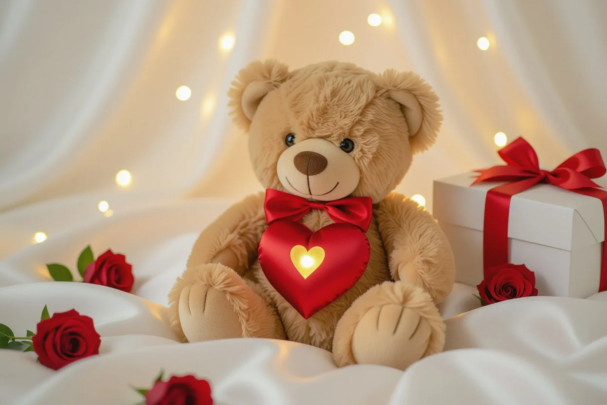Romantic recording teddy bear with heart for Valentine's Day gifts